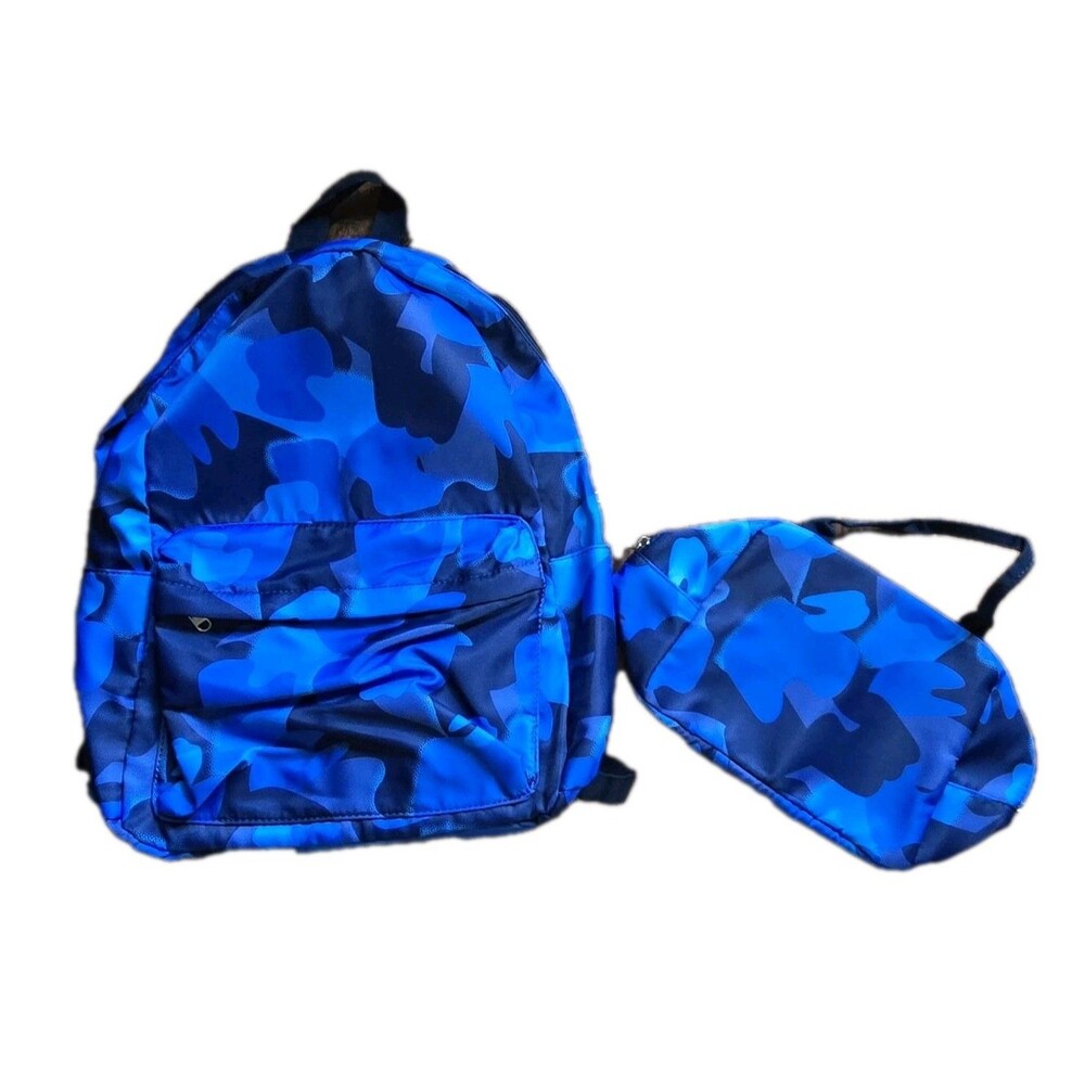 Blue Camo Backpack & Insulated Lunch Bag Set Bookbag Back To School Boys Girls